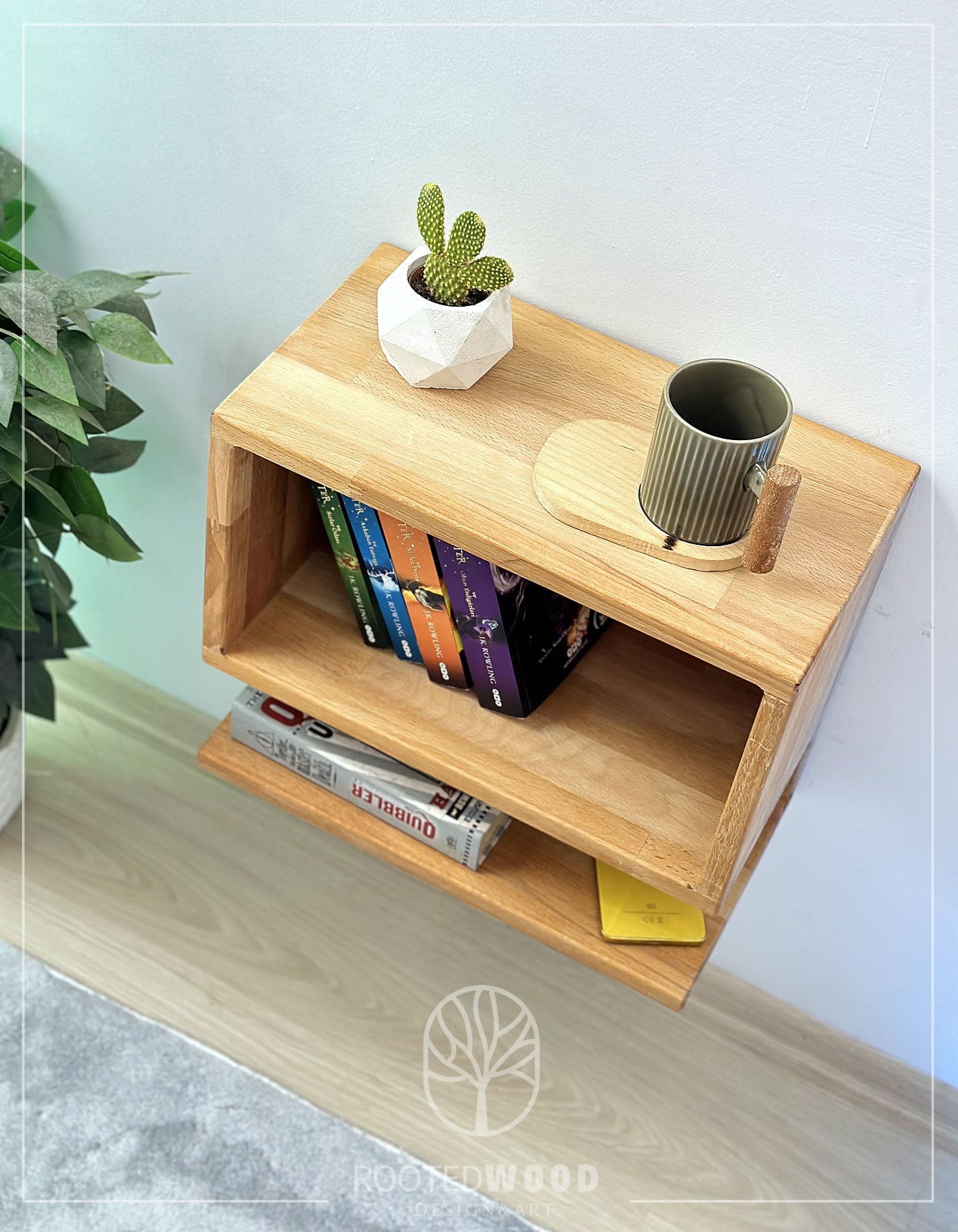 Modern Nightstand, Wooden Nightstand, Floating Shelf, Side Table, Small Nightstand, Nightstand Organizer, Cube Shelf, Unique Nightstand, Floating Table, Wood Furniture, Rustic Nightstand,