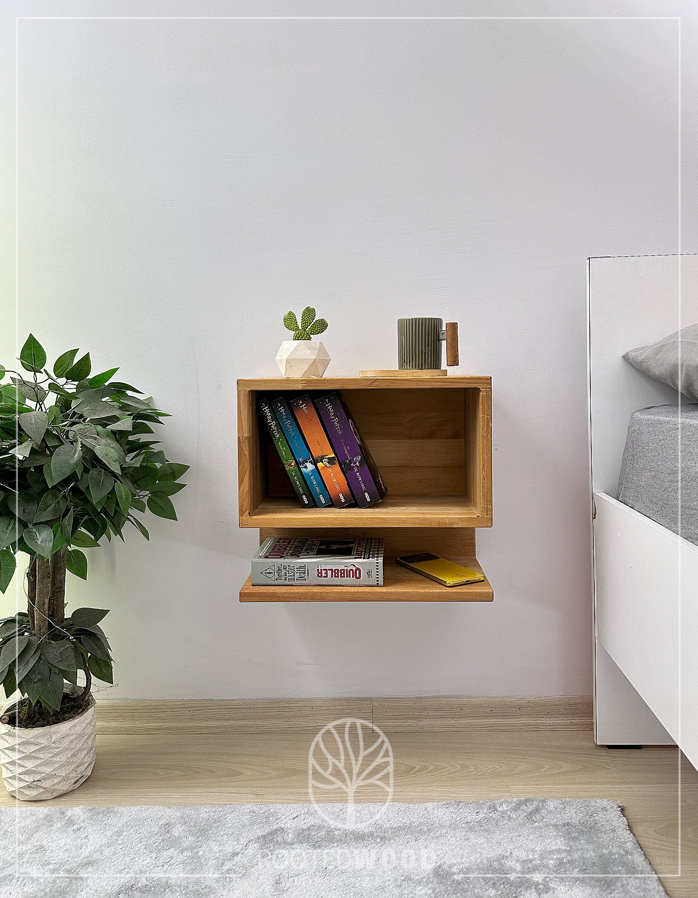 Modern Nightstand, Wooden Nightstand, Floating Shelf, Side Table, Small Nightstand, Nightstand Organizer, Cube Shelf, Unique Nightstand, Floating Table, Wood Furniture,, Floating Desk, Wall Mounted Shelf