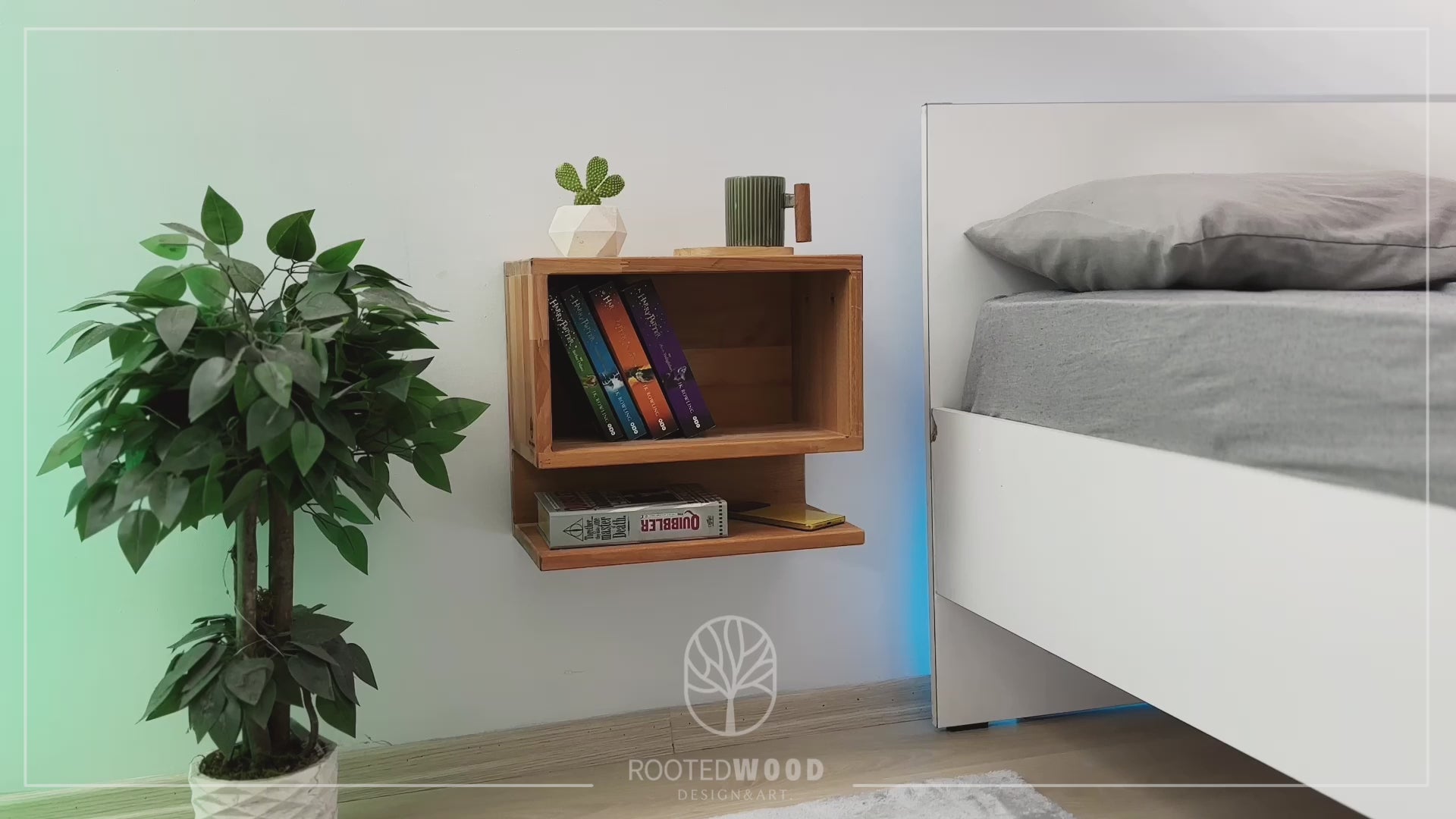 Modern Nightstand, Wooden Nightstand, Floating Shelf, Side Table, Small Nightstand, Nightstand Organizer, Cube Shelf, Unique Nightstand, Floating Table, Wood Furniture, Rustic Nightstand, Floating Desk, Wall Mounted Shelf